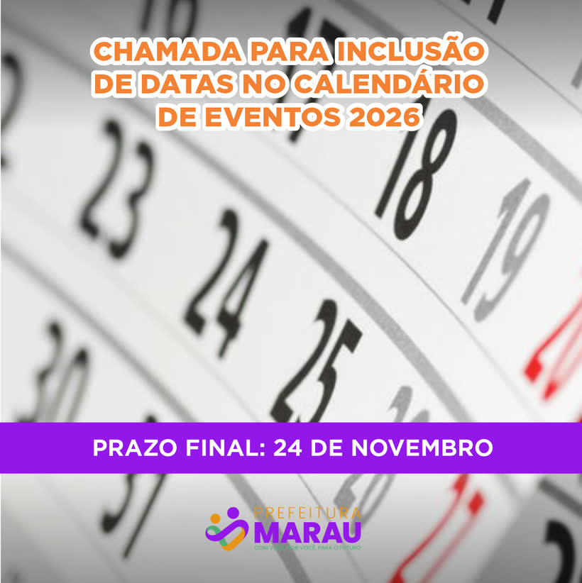 Peça de divulgação da chamada para inclusão de datas no Calendário de Eventos 2026